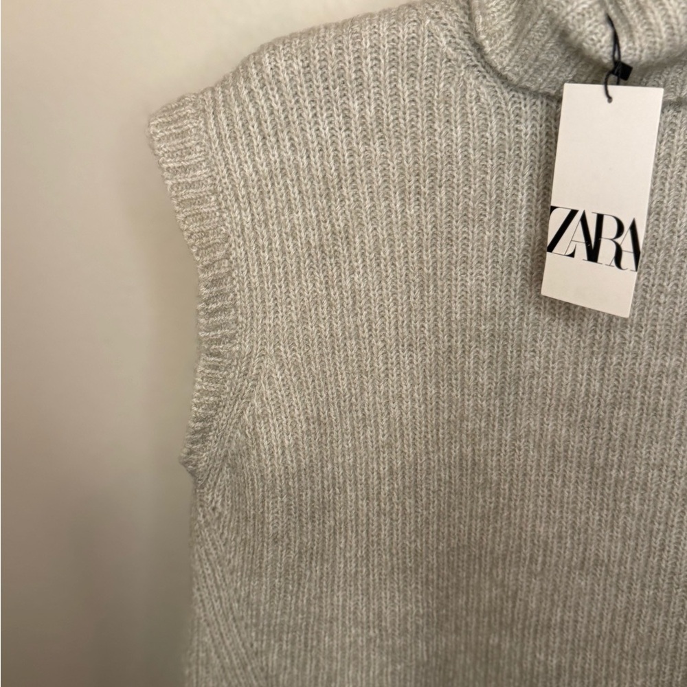 Zara Light Gray Ribbed Turtleneck Sweater - Picture 4 of 8